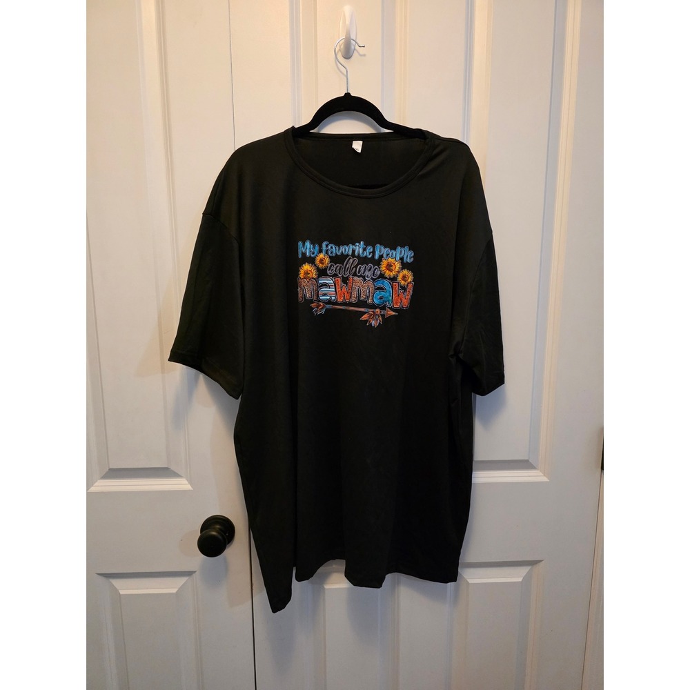 Mawmaw Graphic Tee Black Short Sleeve Sunflower Shirt Womens 4XL